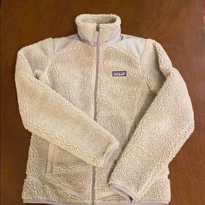 Patagonia full zip Sherpa fleece jacket light gray